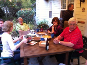 Jes, Margaret, Elaine, Kevin, Herb.  Eating OUTSIDE on Thanksgiving!!!